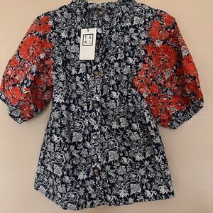 THML  Floral Print Shirt - Red and Black